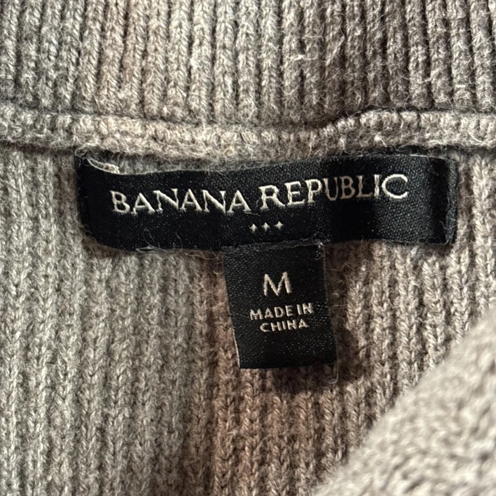 Banana Republic Shawl Collar Sweater Mens M Brown‎ Marled Knit Pullover Academia